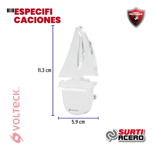 Luz De Noche De Led, Barco, Volteck 46151