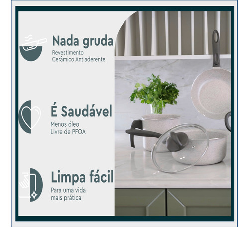 Jogo De Panelas Antiaderente/ceramica/alumíno/brinox 5pçs