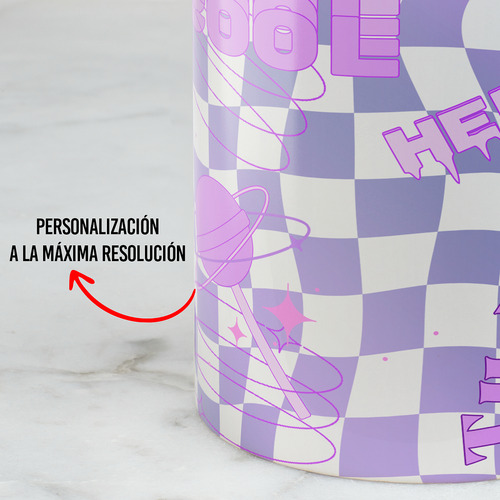 Taza Diseño Para Mujer Cuadros Estrellas Tu Nombre