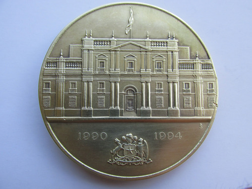 Gran Antigua Medalla Presidente Chile Patricio Aylwin Bronce (Usado)