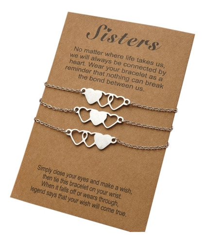 Juego De 3 Piezas Con Forma De Corazón, Pulsera De Acero Ino