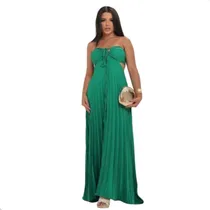 Comprar Vestido Longo Confortável Caimento Solto E Tecido Plissado