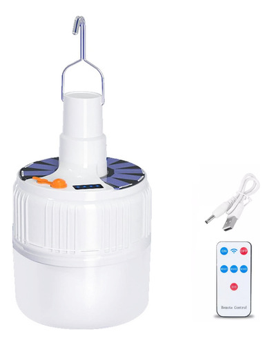 Lâmpada Led Recarregável Usb E Solar 15w Controle Cor Branco