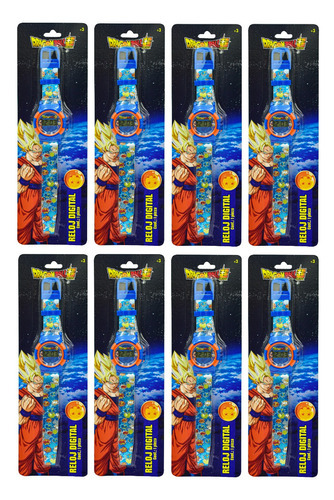 Reloj Digital Dragon Ball Super Kamehameha 8 Pz Bestway Color de la correa Azul Color del bisel Naranja/Azul Color del fondo Azul