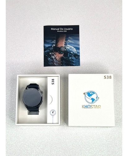 Relógio Smartwatch S38 49mm Bluetooth Fere Android Ios Caixa Prateado Pulseira Preto Bisel Prateado Desenho Da Pulseira Oceano