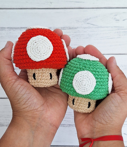 Muñeco Seta Verde De Super Mario Tejido Crochet - Amigurumis
