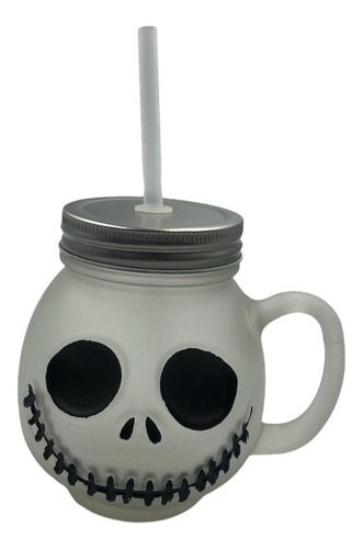 Disney Jack Skellington Tarro Con Tapa Jar Vaso Vidrio Mason