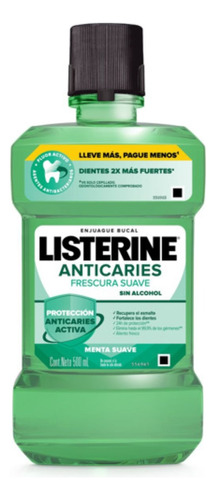 Listerine Enjuague Bucal Anticaries Zero Alcohol 500 Ml