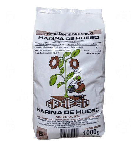 Harina De Hueso 2 Kg Fertilizante Orgánico Floracion Fosforo