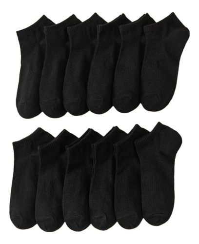 Pack 12 Calcetines Bambú Tobilleras Algodón Sólo Negro