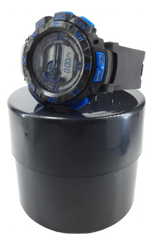 Relógio Digital À Prova De Água Presente Dia Dos Pais Esport Cor da correia Preto com Azul
