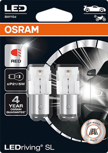 Lampara Led 7528drp Roja Osram Pr21/5w - Auxiliar (par)