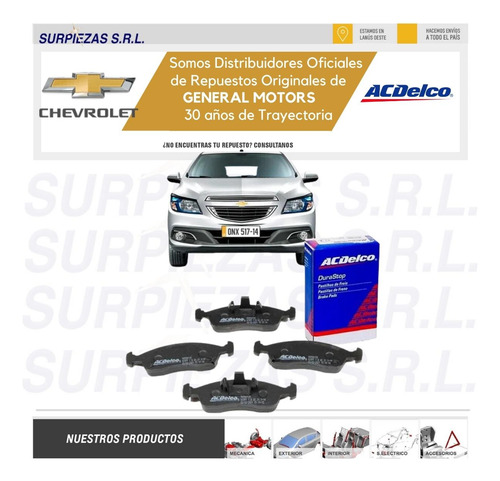 Pastillas Freno Del Onix Chevrolet 100% Acdelco 98550735