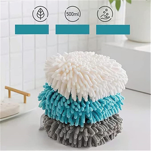 * 3pcs Soft Chenille Hanging Hand Towels For Bath