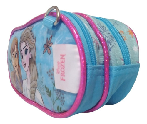 Mochila De Carrinho Lancheira Estojo Chenson Frozen Cor Azul Desenho Do Tecido Lisa