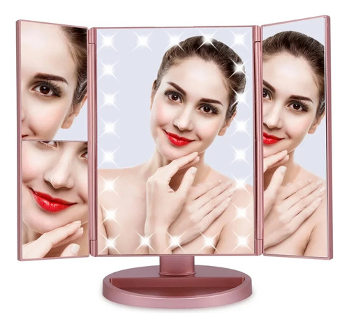 Blanco - Espejo Led De Escritorio De Tres Caras - Maquillaje