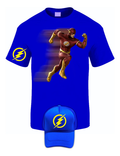 Camiseta Manga Corta The Flash Super Heroes Obsequio Gorra