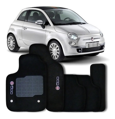 Jogo Tapete Preto Carpete - Fiat 500 Todos