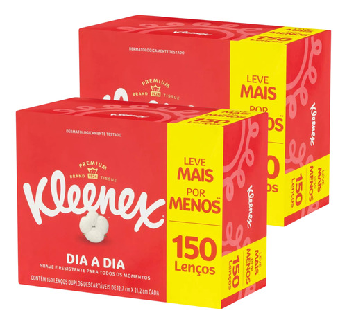 Kit 2 Lenço De Papel Kleenex Folha Dupla Descartável Toalha