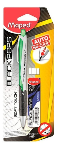 Estuche mecánico automático para lápices, 0,5 blíster, negro`PEPS, mapeado, color verde