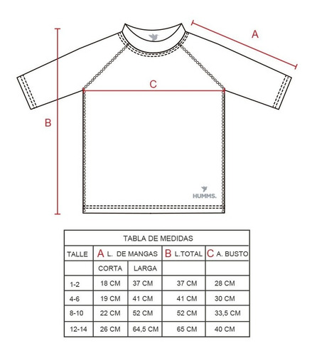 Imagen 3 de 5 de Remera Uv Manga Corta Humms