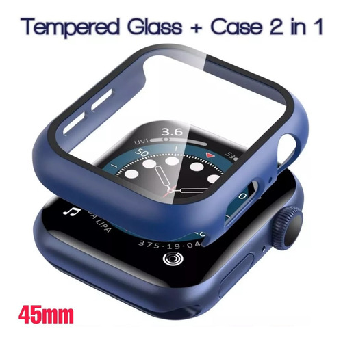 Case Funda 360° Para Apple Watch 45mm + Glass  - Azul Marino