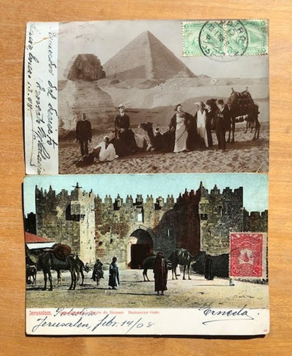 Antiguas Postales Jerusalem- Palestina Y El Cairo Año 1908