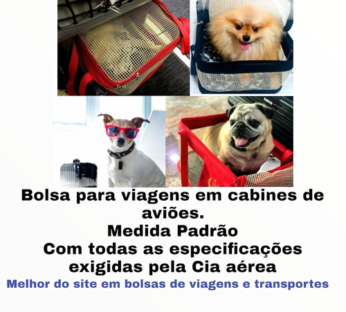 Bolsa para Transportar Cachorro e Gato Viagem de Avião Gol Cor Vermelho