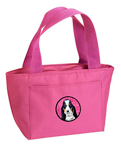 Bolso Almuerzo Basset Hound Rosa, Aislado Para Mujer Y