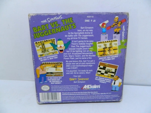 Bart Vs The Juggernauts Simpsons Original Completa Game Boy (Usado)