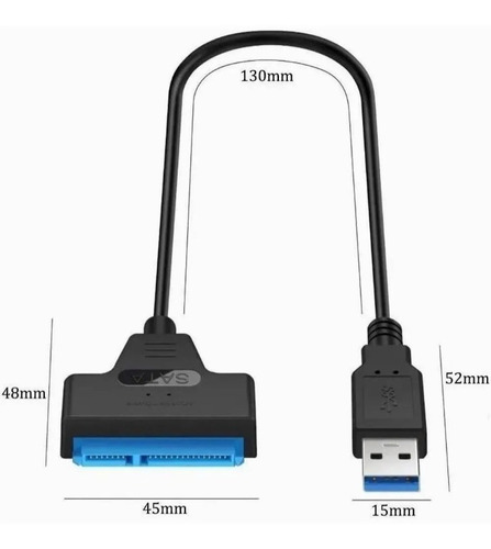 Imagen 2 de 9 de Adaptador Cable Usb 3.0 A Sata 3 Hdd 2.5 22 Pines | Dfast