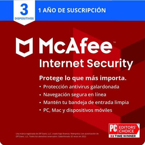 Mcafee® Internet Security 3 Dispositivos 1 Año