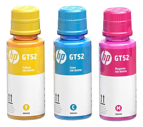 Pack Tintas Hp Botella Gt52 Magenta, Cian, Amarillo