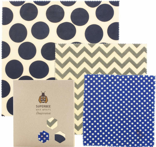 Superbee Premium Beeswax Wraps | Juego De 3: Pequeño, Median