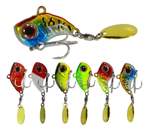 6pc 13g Metal Vib Isca De Pesca Isca Spinner Afundando Giran