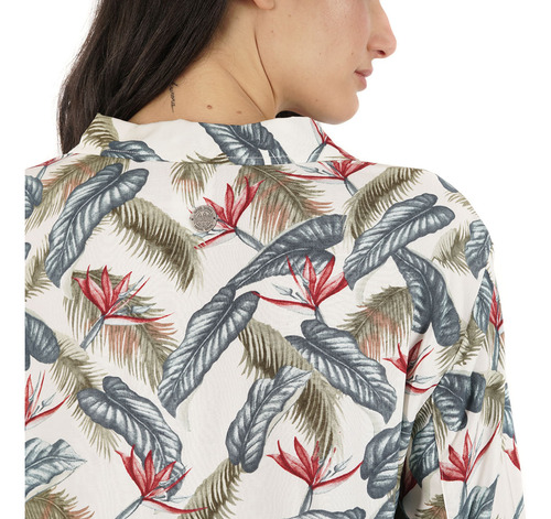Camisa Mujer Aflora Print Crudo Haka Honu