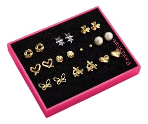 Aretes Para Dama Bañado Oro, Plata Set .x10 Pares Cyzone