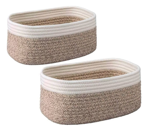 Set De 2 Canastos De Cotton Rope Algodon Baño Decoracion Lcm