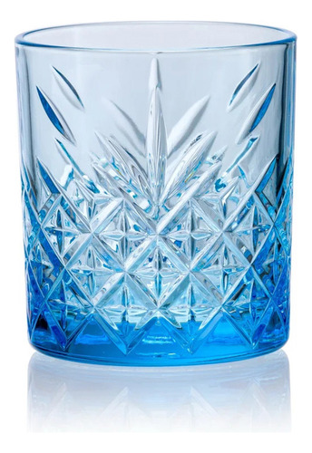 Vaso Vidrio Set X 4 Color Whisky Tragos 345 Cc Aperitivos Pa Color Azul