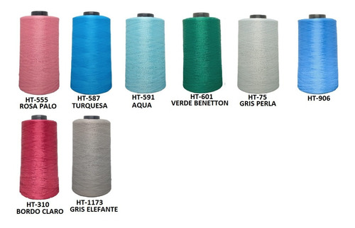 Imagen 5 de 6 de Pack 10 Conos Hilo Poliester Texturizado Overlock 6000 Mts