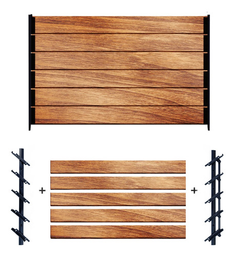 Mecanismo Regulable + Madera Pergola Quincho 5 Aletas Negro