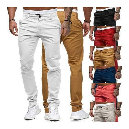 Hombre Casual Pantalones Slim Color Liso Otoño