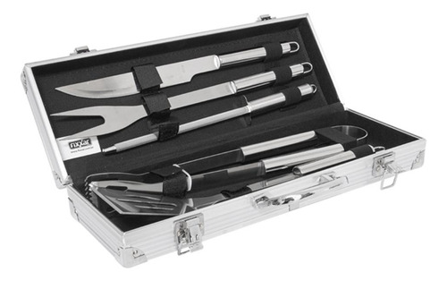 Kit Churrasco Aço Inox 6 Peças Com Maleta De Aluminio Fixxar
