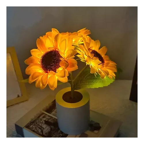 Luz Nocturna De Simulación Led Con Forma De Girasol Recargab
