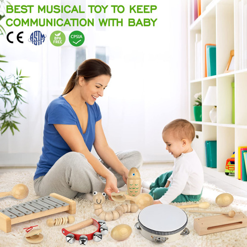 Juego De Instrumentos Musicales De Madera 100%, 23 Piezas