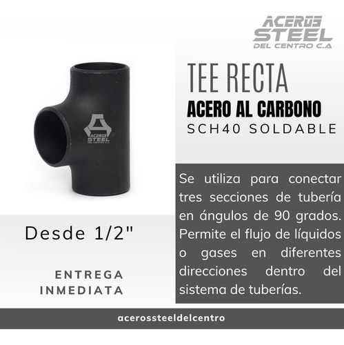 Tee Recta En Acero Al Carbono Sch40 Soldable De 6 