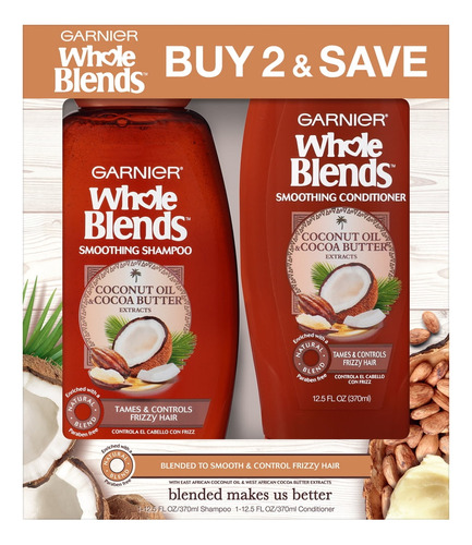 Garnier Whole Blends Set Shampoo Y Acondicionador Anti Frizz