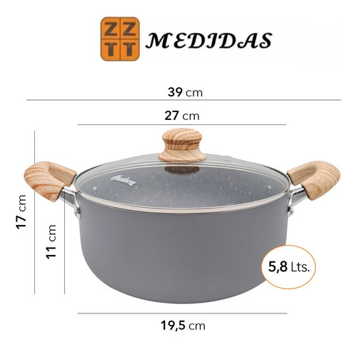 Cacerola Hudson De Aluminio C/antiadherente Granito De 26 Cm