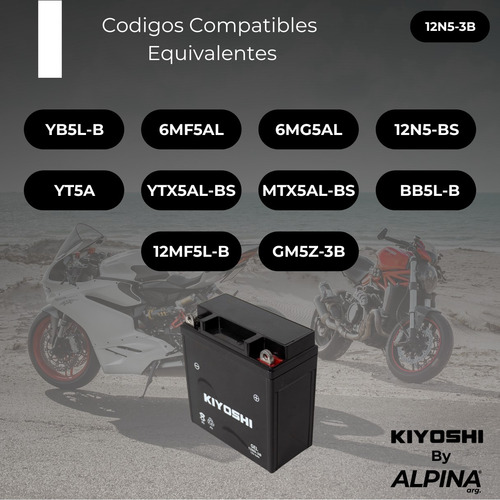Bateria Moto Kiyoshi 12n5-3b Libre Mantenimiento Gel