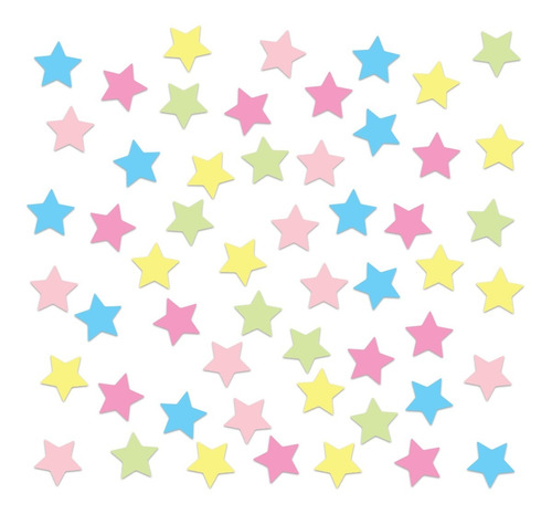 Adesivo De Parede Estrelas Coloridas Candy Colors 54un